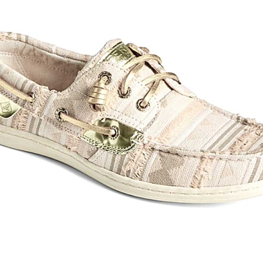 Sperry Songfish Stripe Tan Sliders women's size 12M
